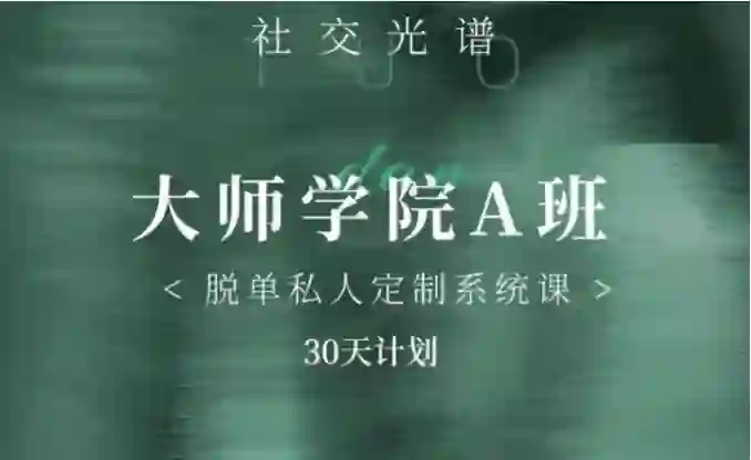 《大师学院A班》30天实战指南：社交光谱课程骨架揭秘-沉沉情感网